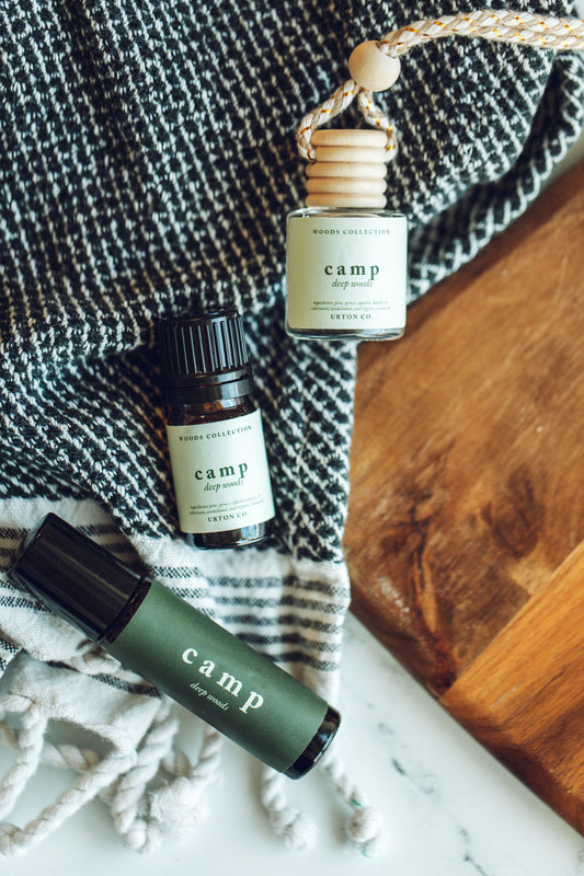Camp Essential Oil Blend | Immune-Boosting + Calming | Deep Woods Aroma | Handcrafted Pure Oils & Organic Coconut Oil | Woods Air Freshener